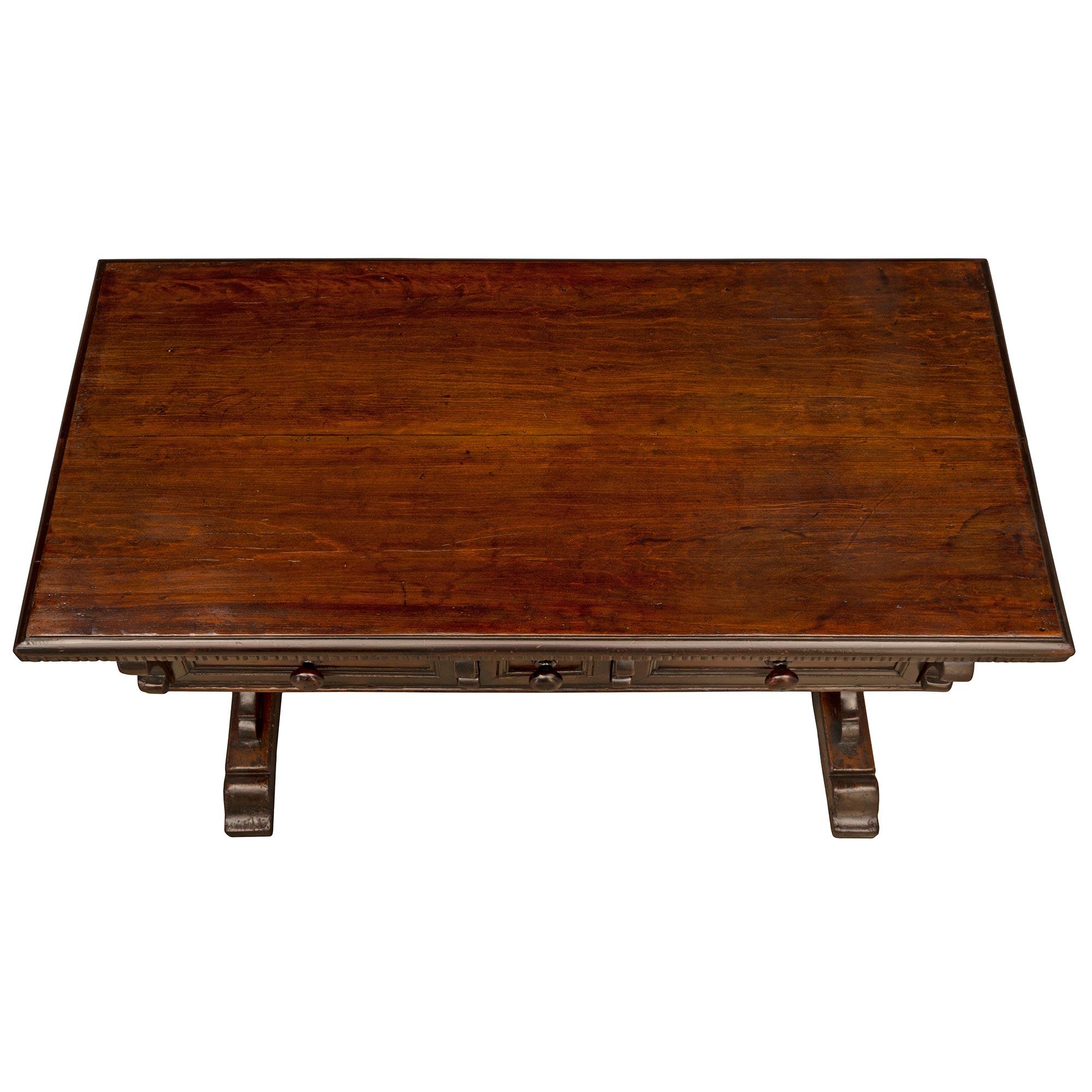 Italian 19th Century Walnut Trestle Table For Sale 8