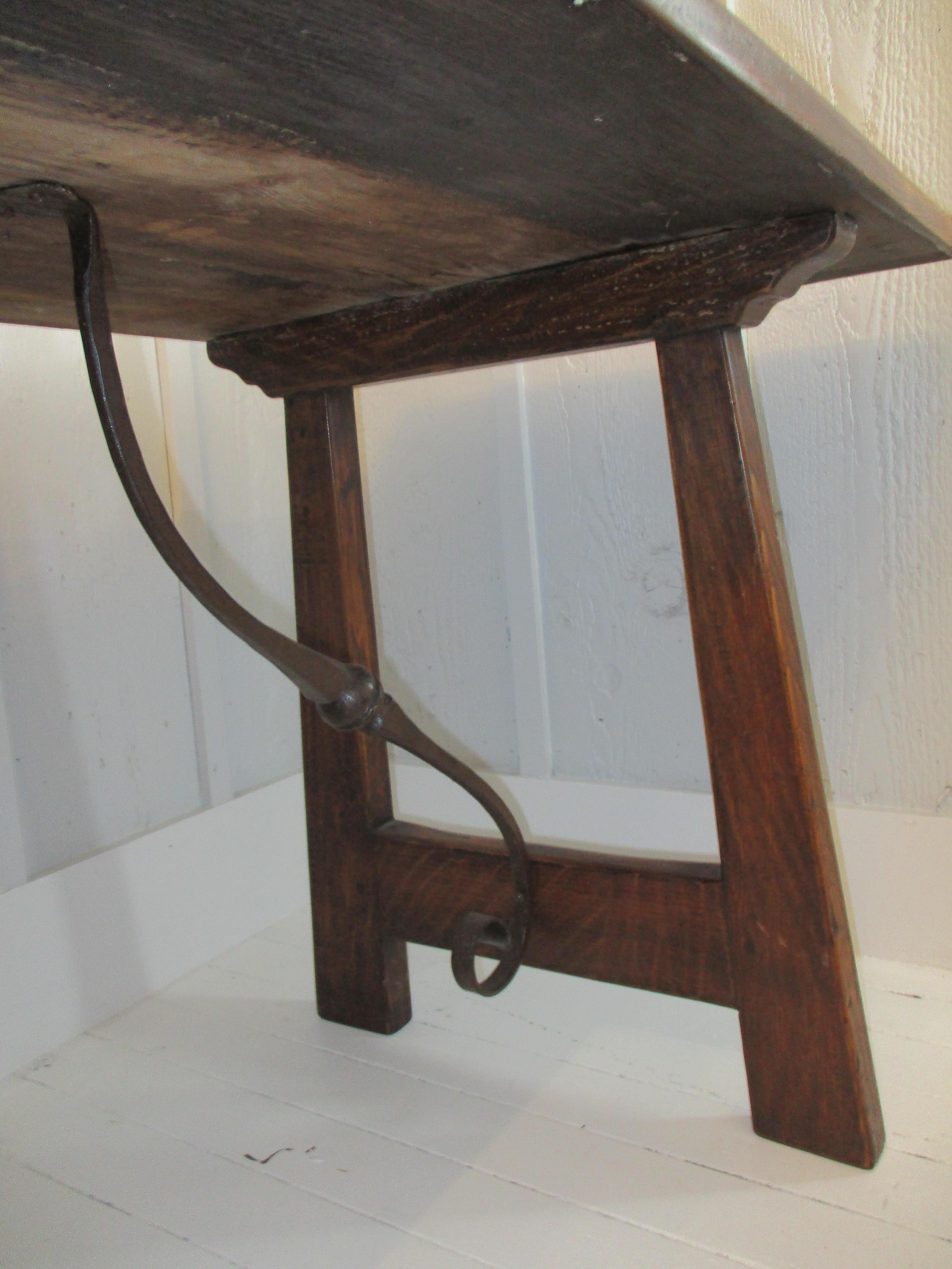 Iron Italian 19th Century Walnut Trestle Table