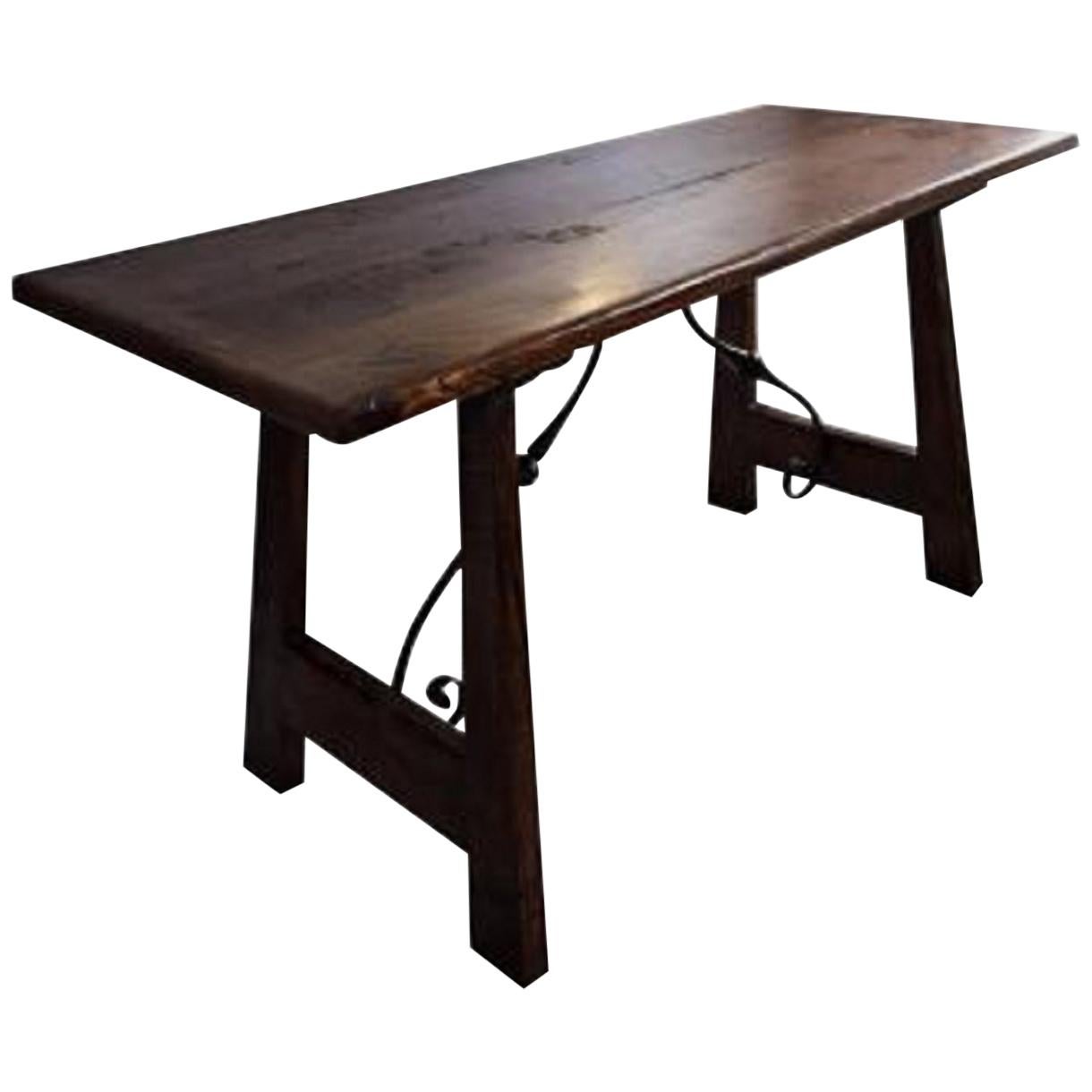 Italian 19th Century Walnut Trestle Table