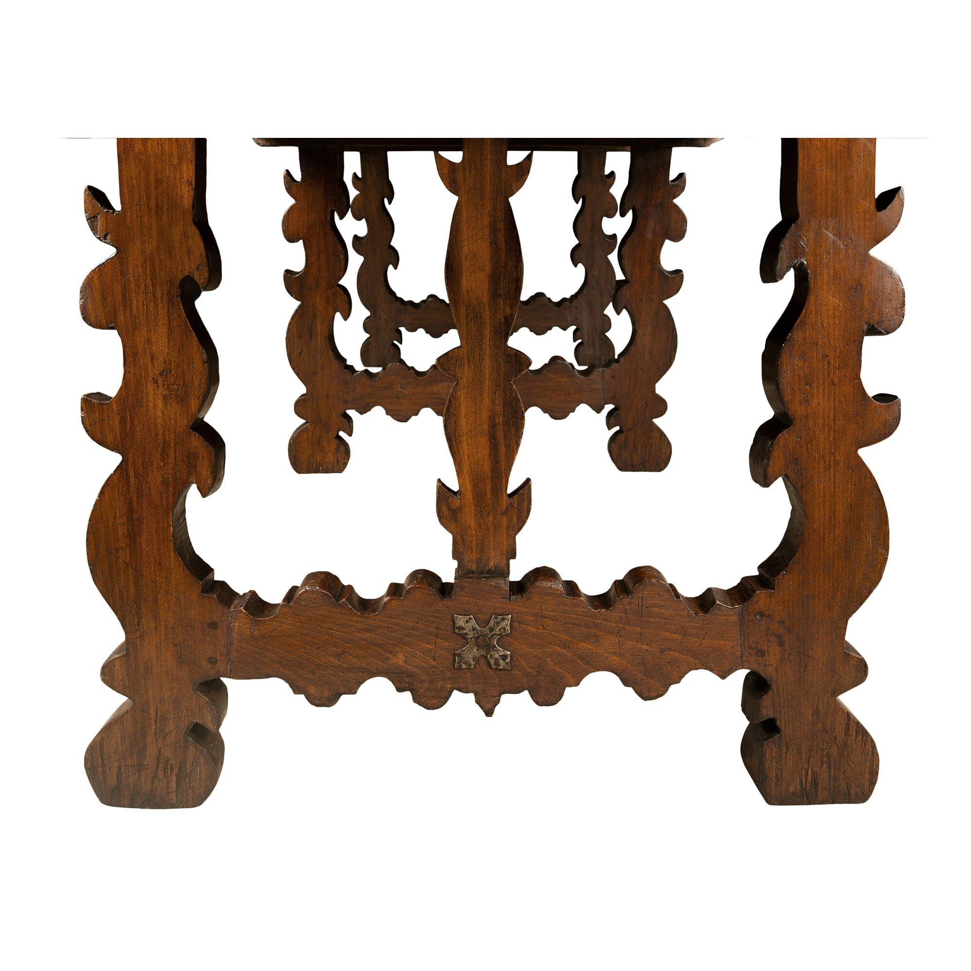 Italian 19th Century Walnut Trestle Table from Tuscany For Sale 2