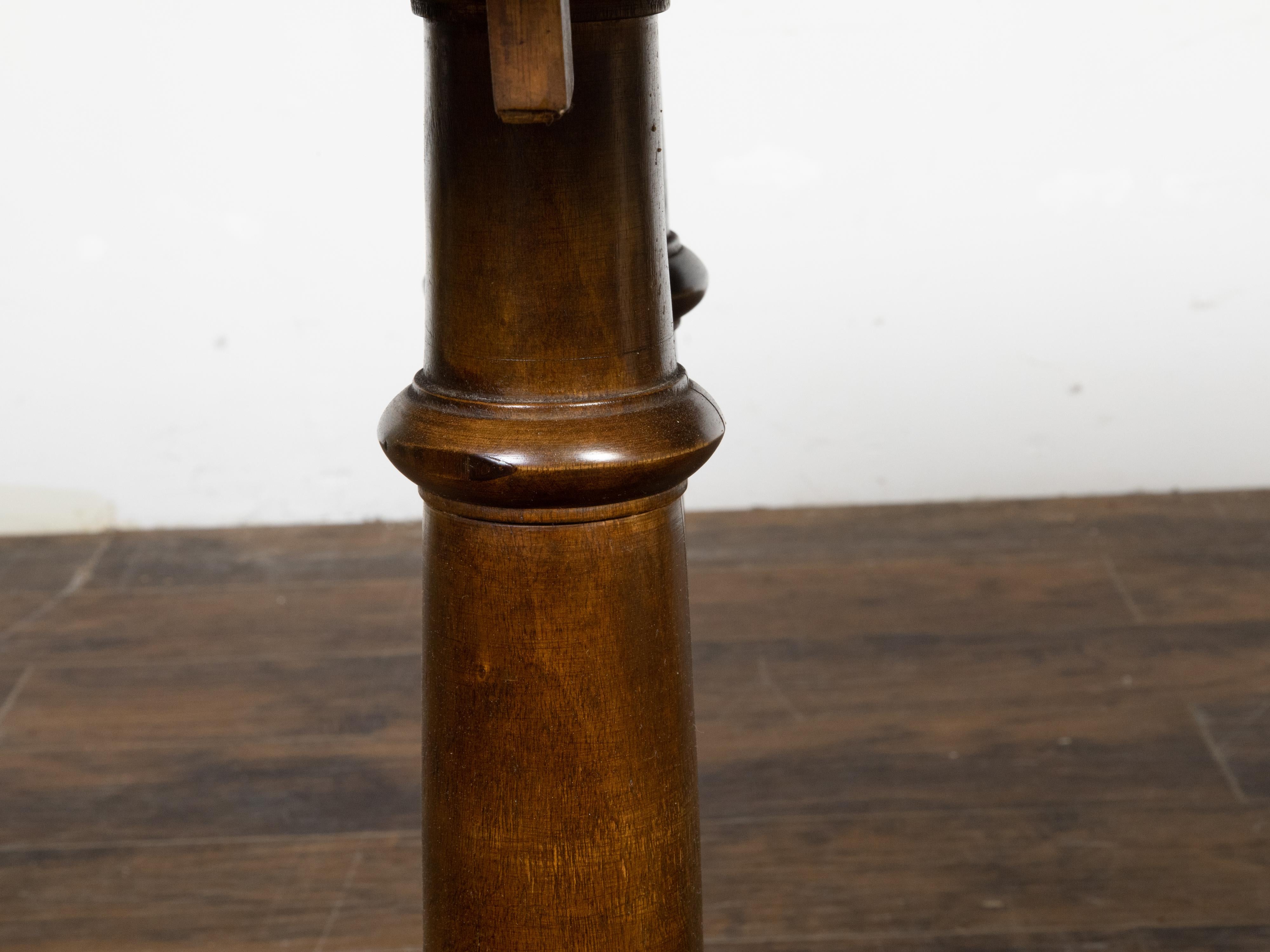 Italian 19th Century Walnut Trestle Table with Column Shaped Legs For Sale 7