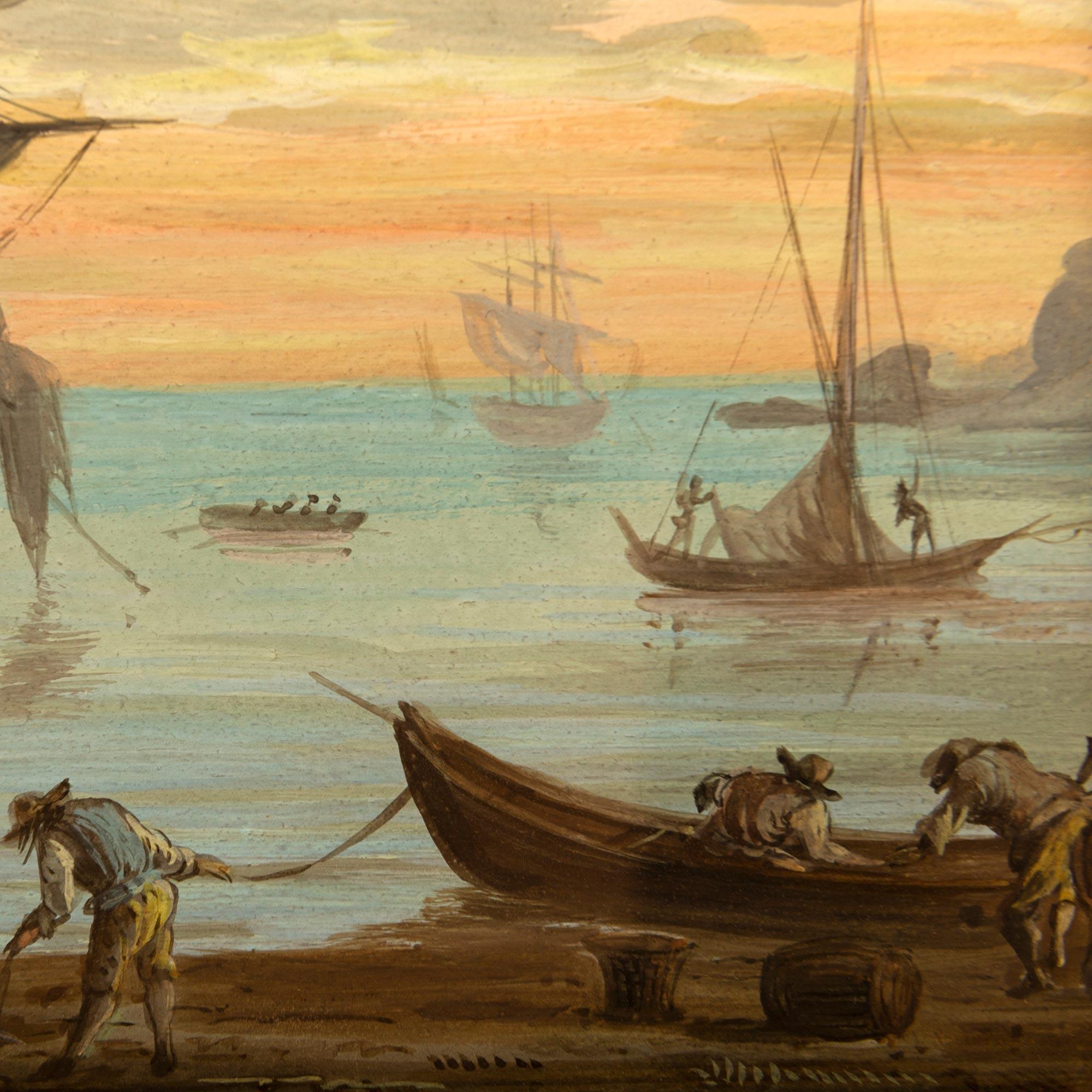 Peinture à l'aquarelle italienne du XIXe siècle représentant la baie de Venise en vente 2