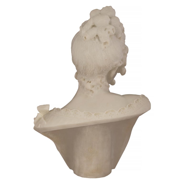 Italian 19th Century White Carrara Marble Bust of a Young Maiden For ...