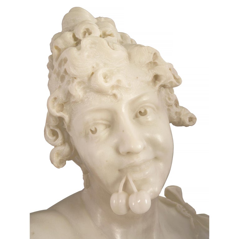 Italian 19th Century White Carrara Marble Bust of a Young Maiden For ...