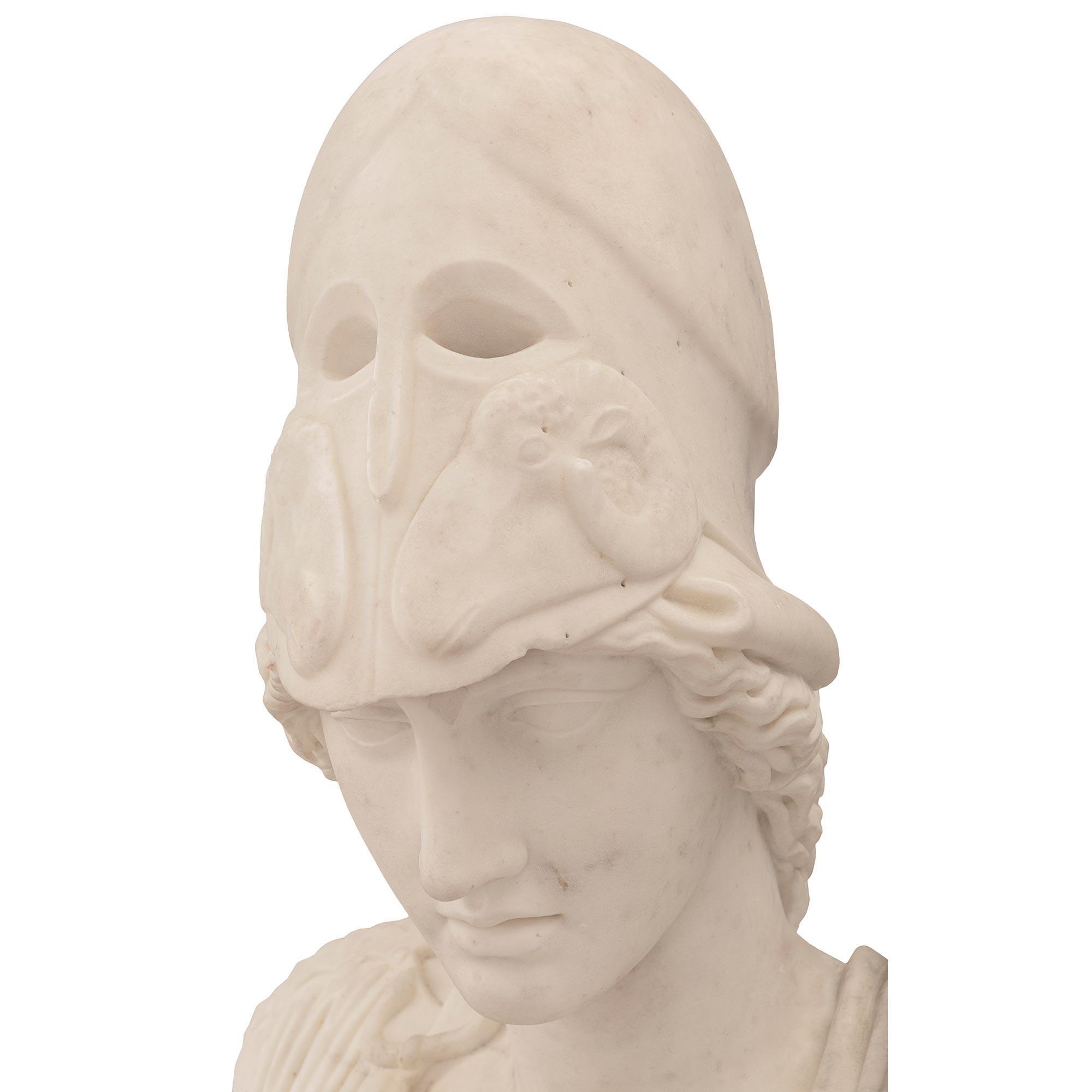 Italian 19th Century White Carrara Marble Bust of Athena of Velletri 1