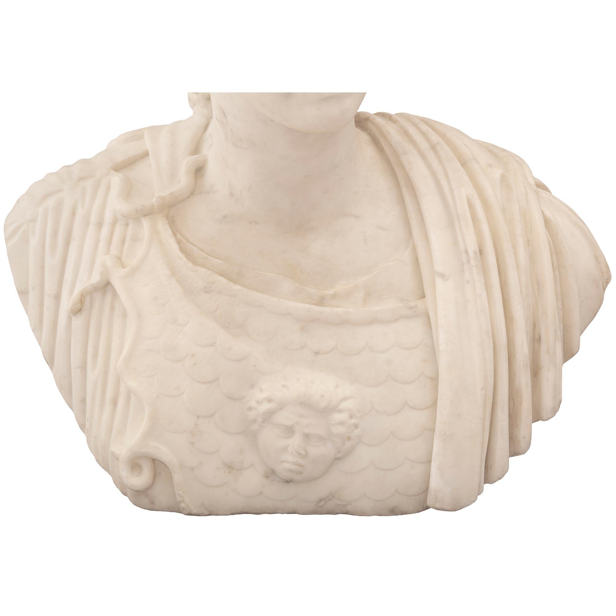 Italian 19th Century White Carrara Marble Bust of Athena of Velletri 2