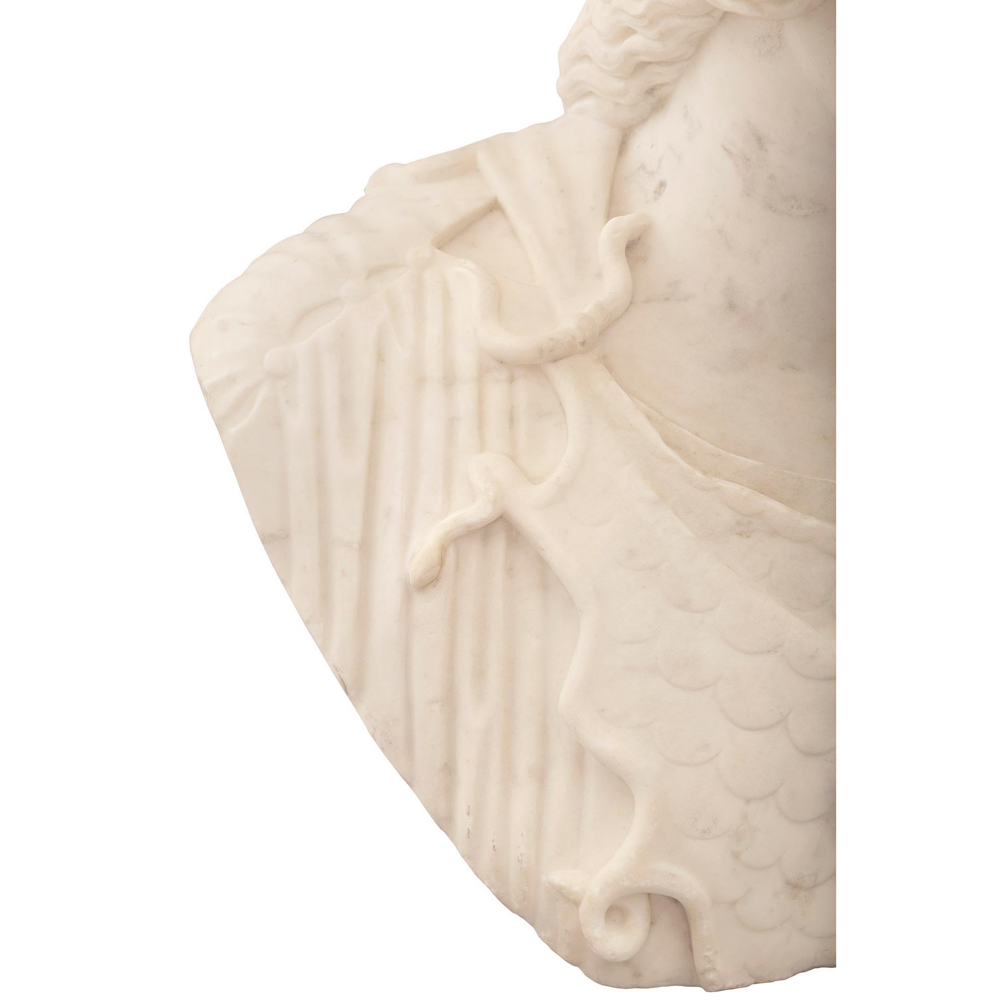Italian 19th Century White Carrara Marble Bust of Athena of Velletri 3