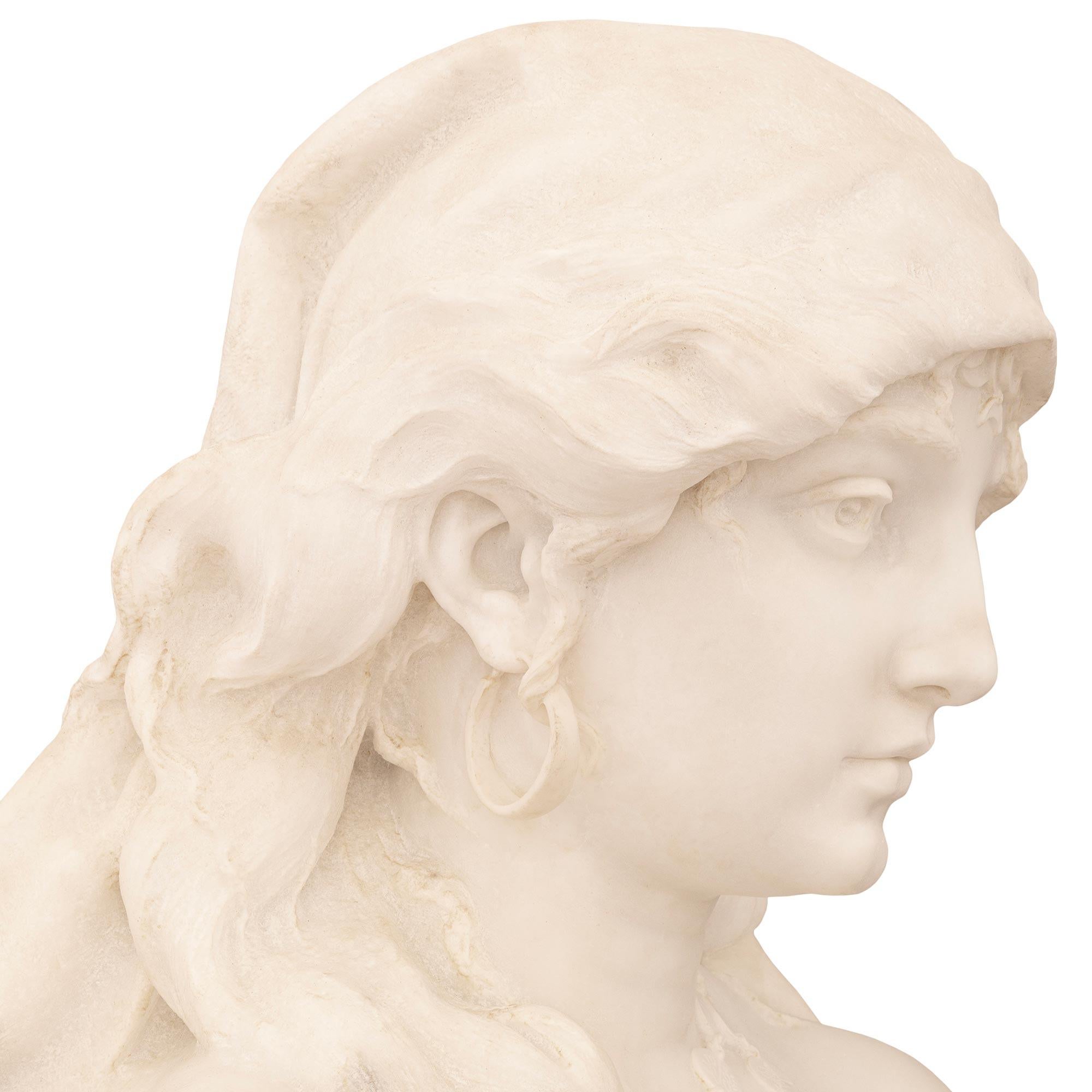 XIX secolo Busto in marmo bianco di Carrara dell'Ottocento italiano, firmato da Giovanni Sartorio in vendita