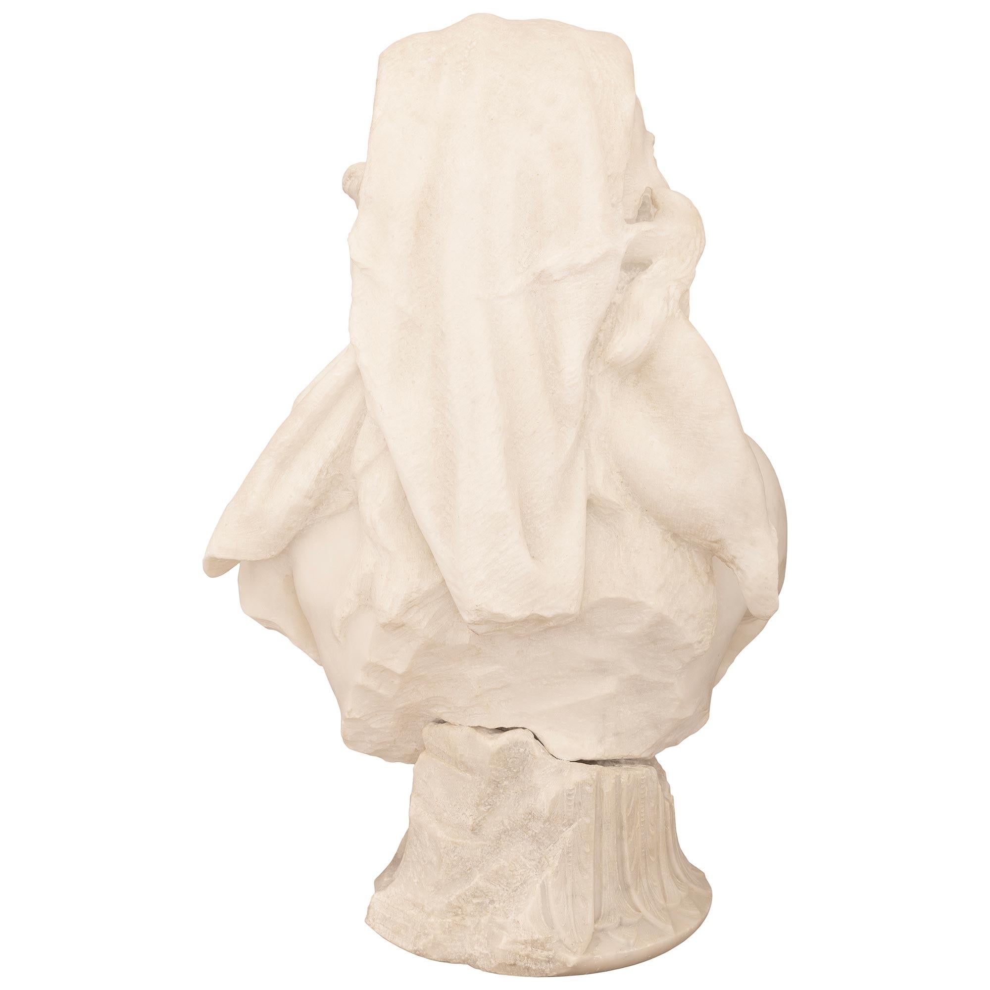 Busto in marmo bianco di Carrara dell'Ottocento italiano, firmato da Giovanni Sartorio in vendita 3