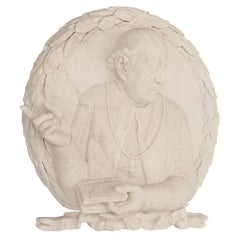 Italian 19th Century White Carrara Marble Decorative Wall Plaque of a Pope