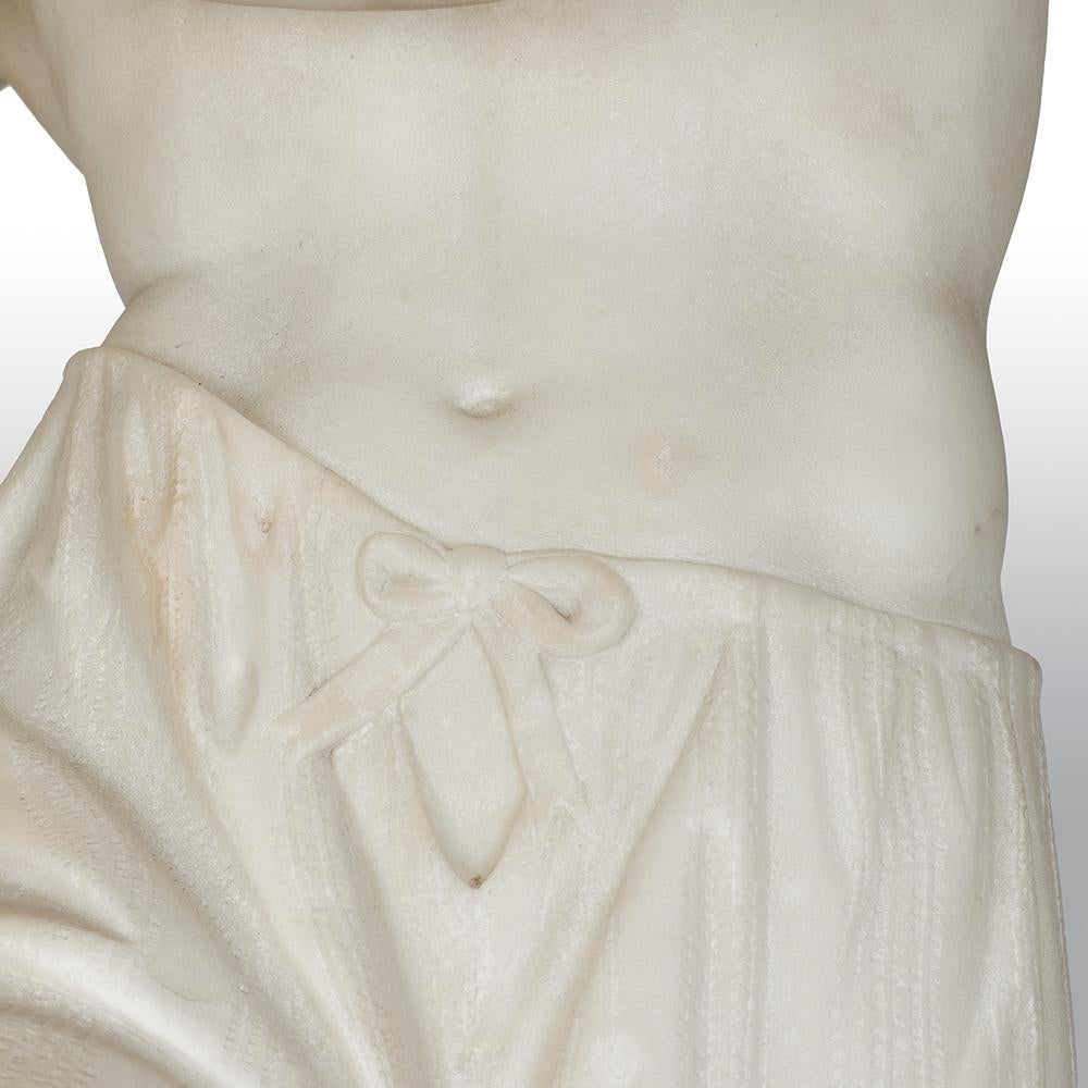 Italian 19th Century White Carrara Marble Figure of a Neapolitan Dancer For Sale 8