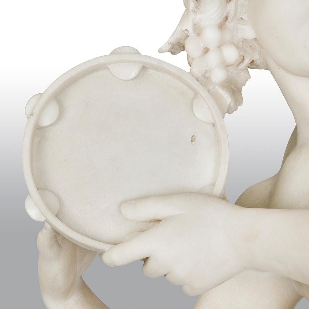 Italian 19th Century White Carrara Marble Figure of a Neapolitan Dancer For Sale 9