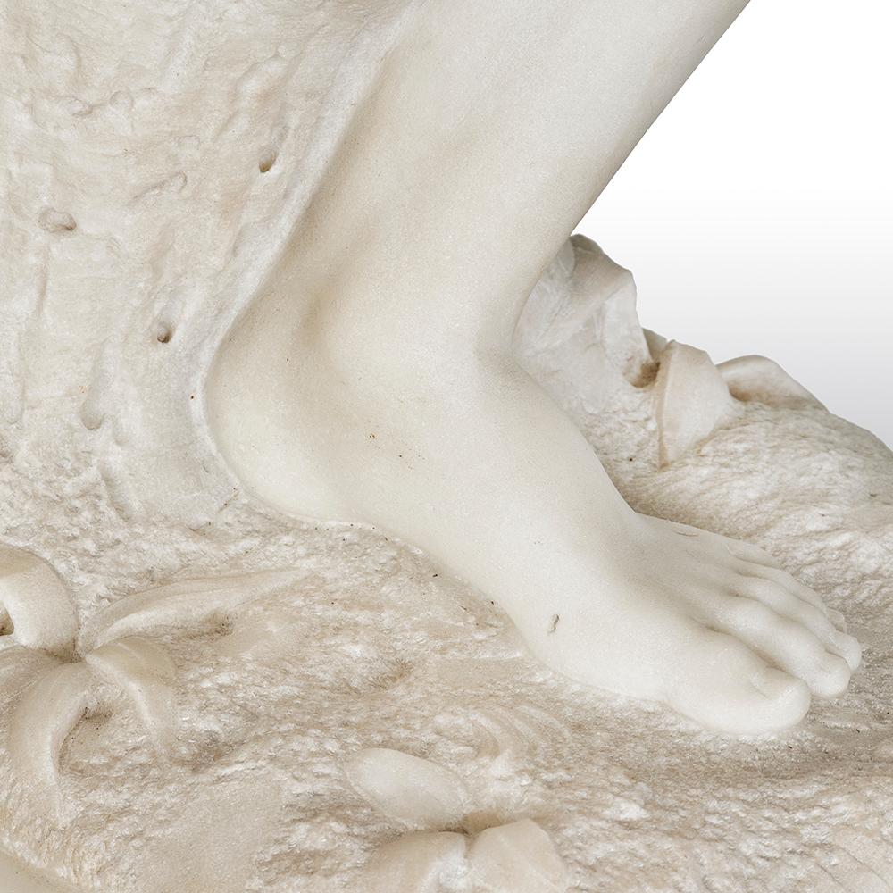 Italian 19th Century White Carrara Marble Figure of a Neapolitan Dancer For Sale 12