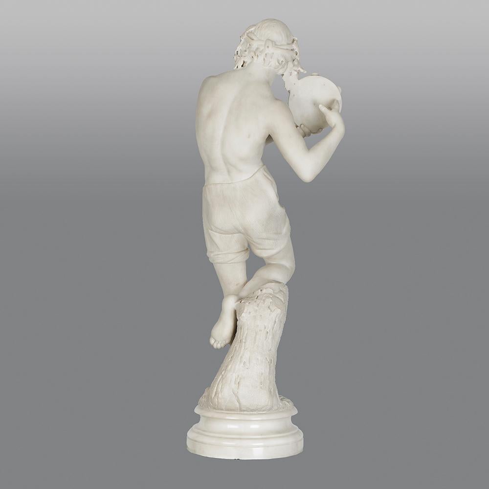 Italian 19th Century White Carrara Marble Figure of a Neapolitan Dancer For Sale 1