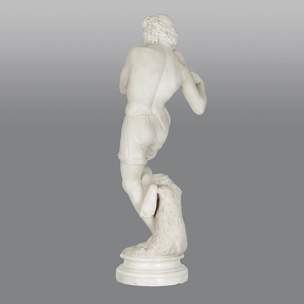 Italian 19th Century White Carrara Marble Figure of a Neapolitan Dancer For Sale 2