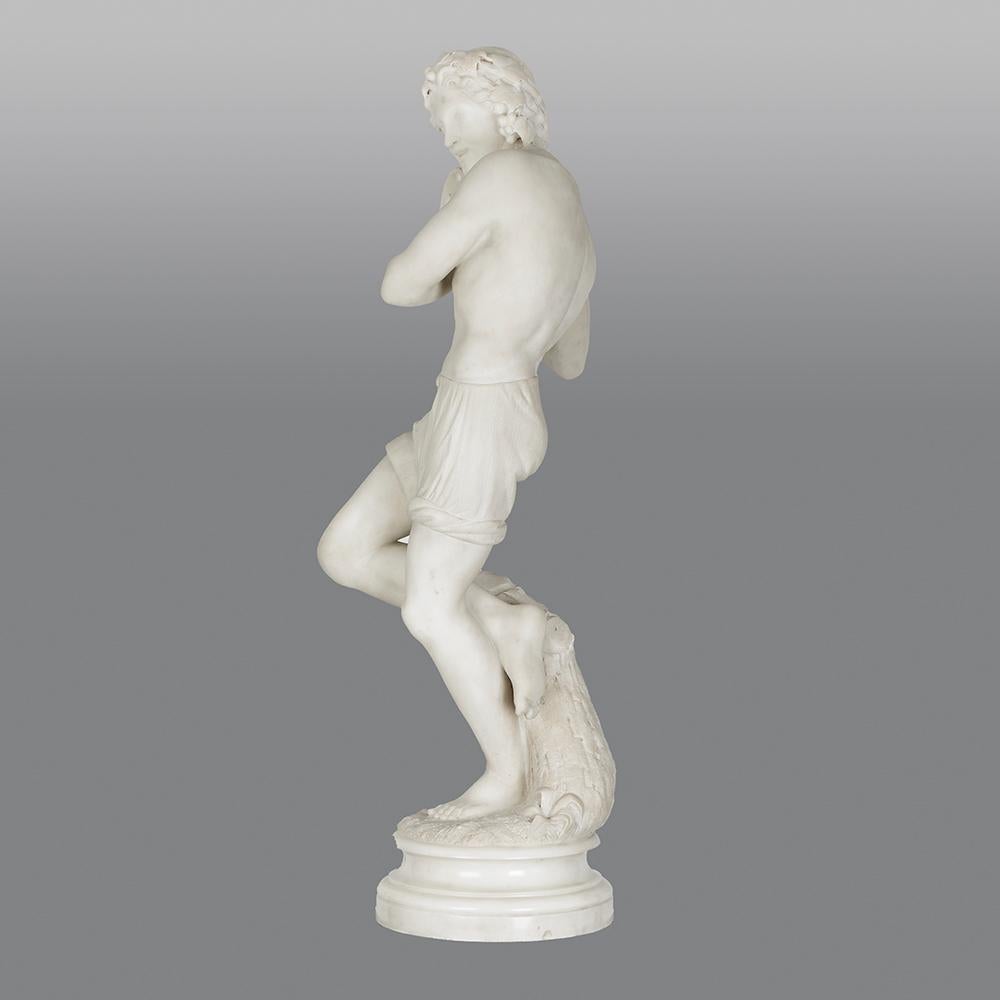Italian 19th Century White Carrara Marble Figure of a Neapolitan Dancer For Sale 3