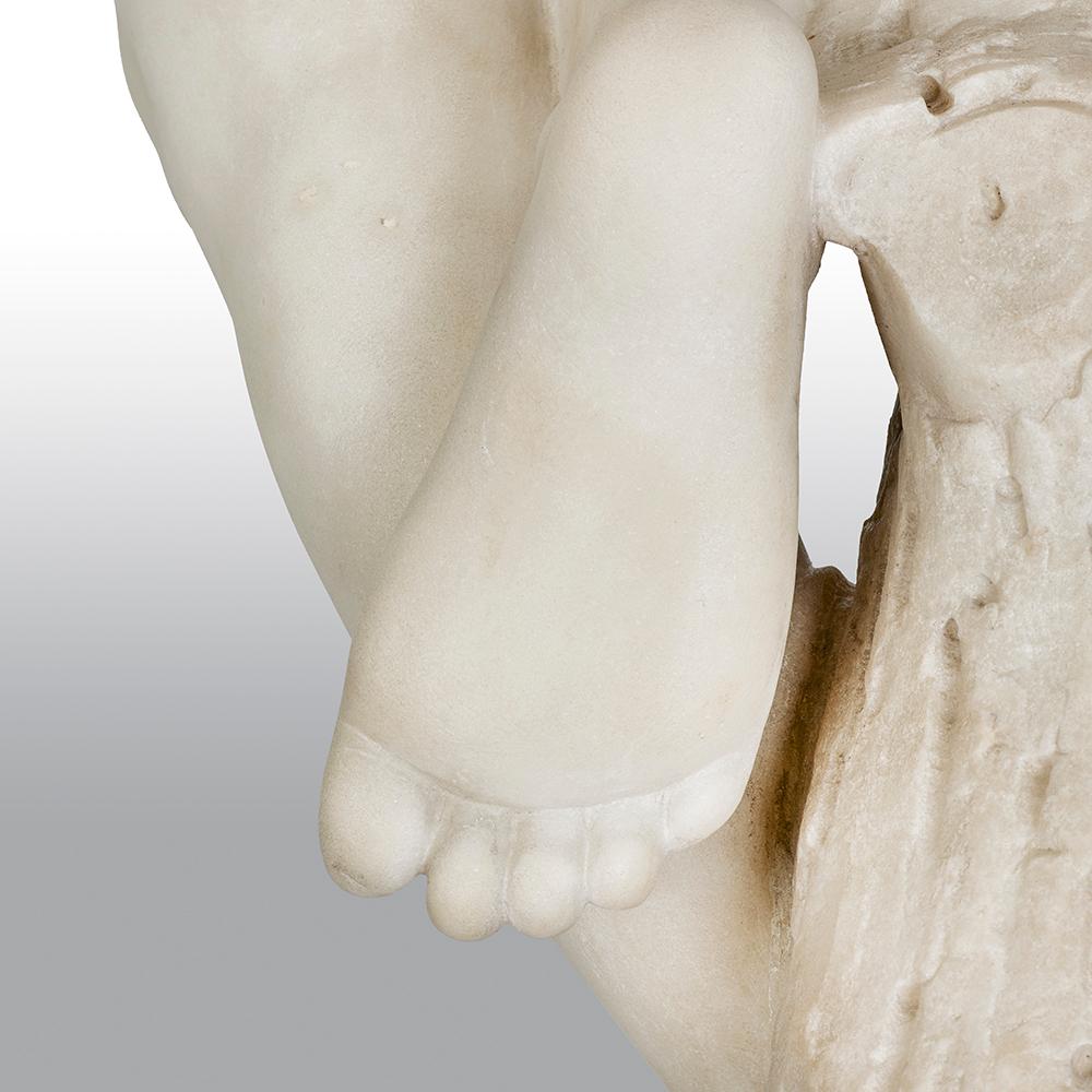 Italian 19th Century White Carrara Marble Figure of a Neapolitan Dancer For Sale 5