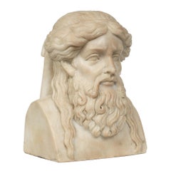 Italian 19th Century White Carrara Marble Finely Carved Bust