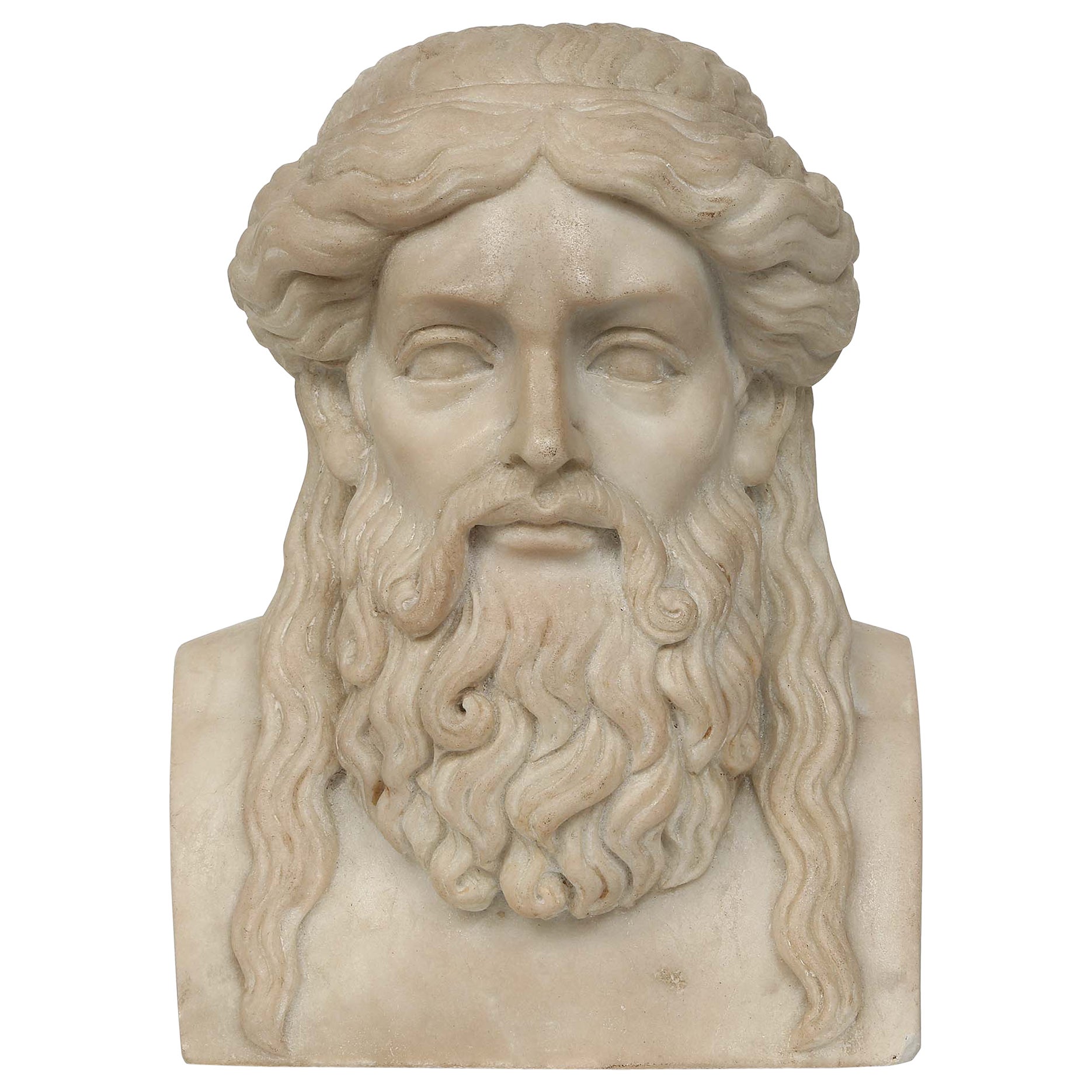 Busto italiano del XIX secolo in marmo bianco di Carrara finemente scolpito