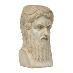 Italian 19th Century White Carrara Marble Impeccably Carved Bust