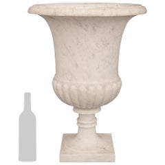 Italian 19th century white Carrara marble Medici vase