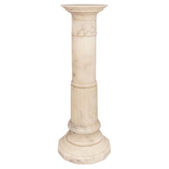 Antique Italian 19th century white Carrara marble pedestal