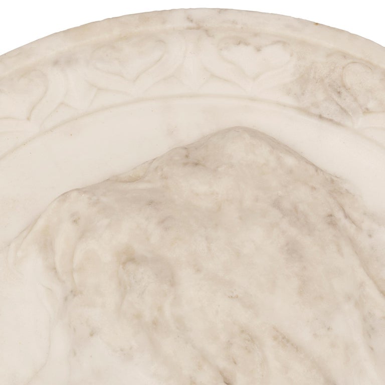 Italian 19th Century White Carrara Marble Relief Plaque For Sale at 1stDibs