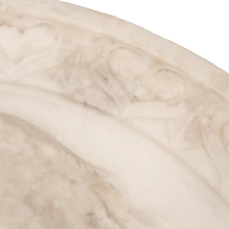 Italian 19th Century White Carrara Marble Relief Plaque For Sale at 1stDibs