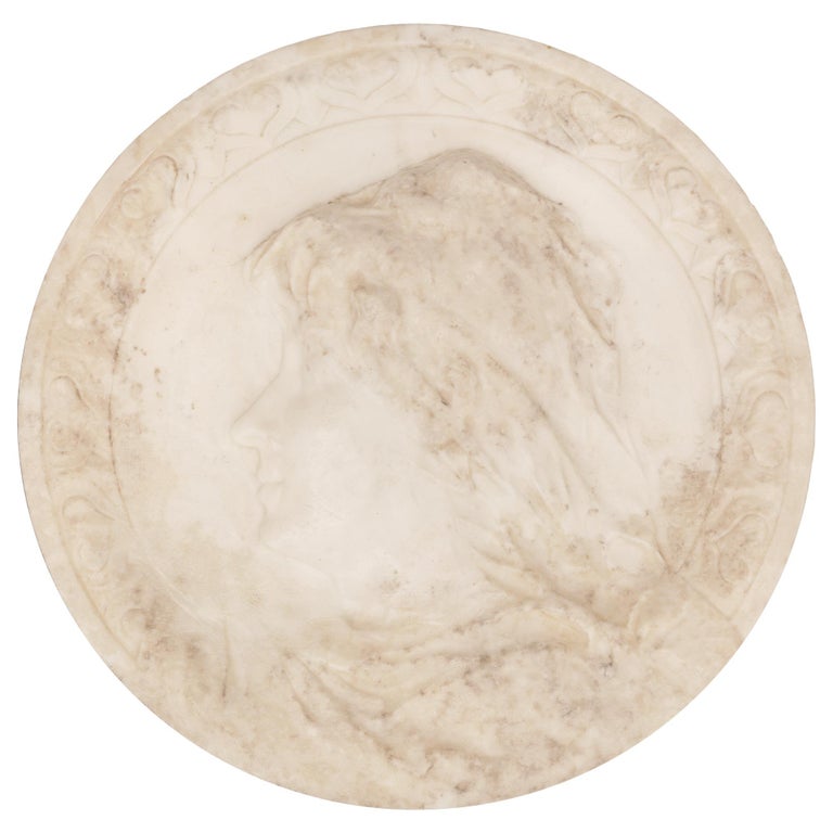Italian 19th Century White Carrara Marble Relief Plaque For Sale at 1stDibs