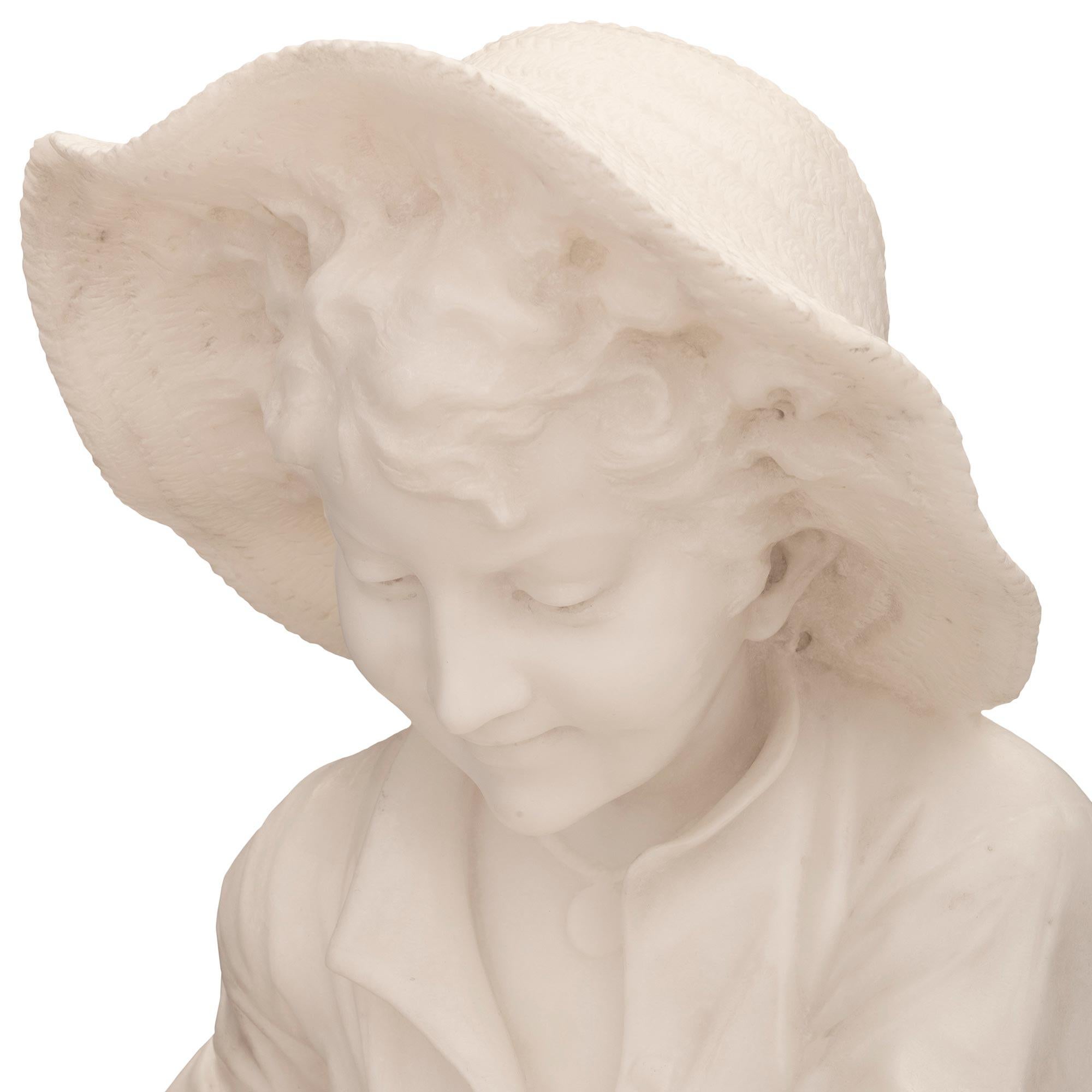 Italian 19th Century White Carrara Marble Statue by P Bazzanti, Florence, 1888 For Sale 2