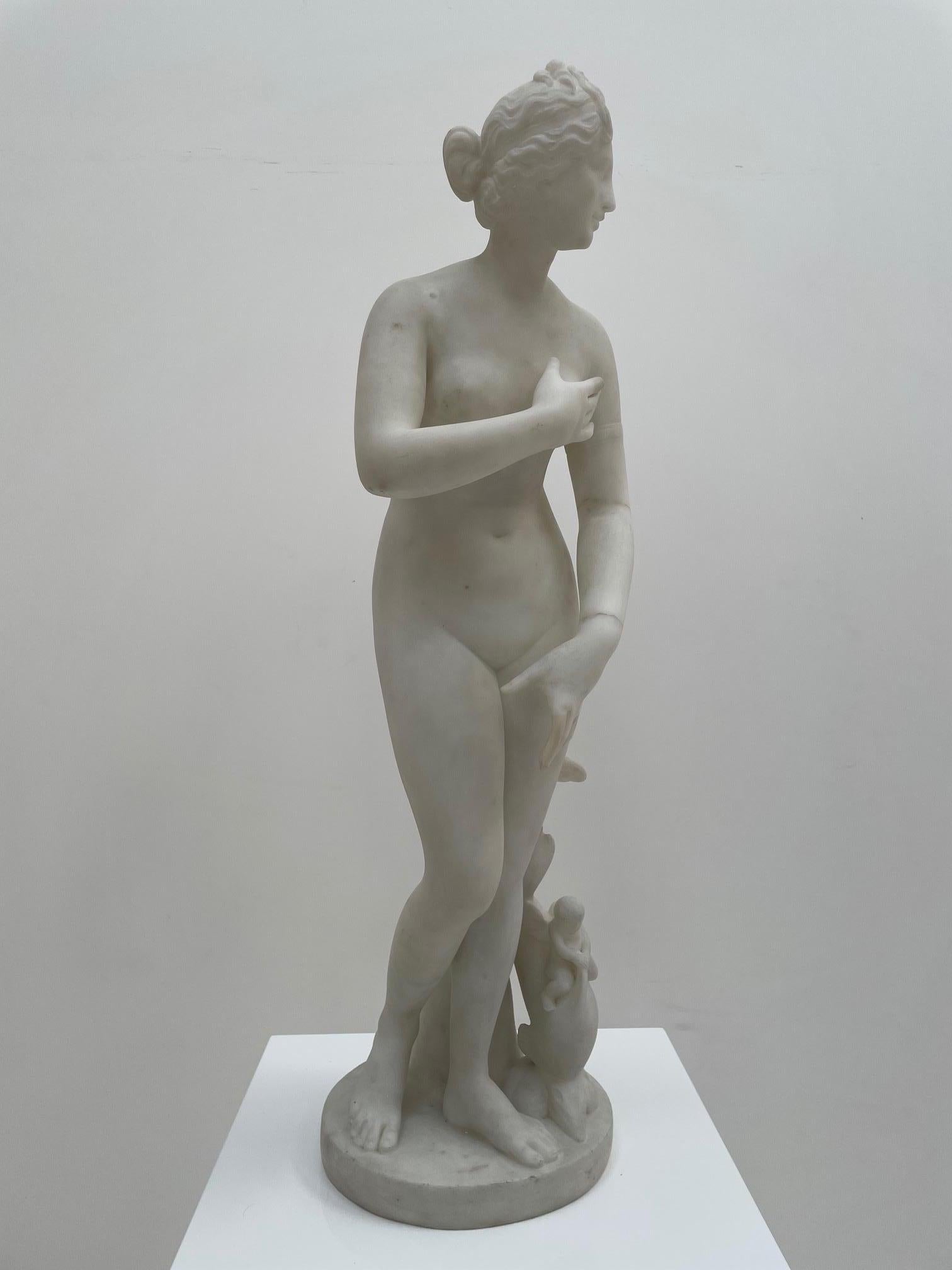 Italian Sculpture Statue From 19th Century in White Carrara Marble For Sale 6