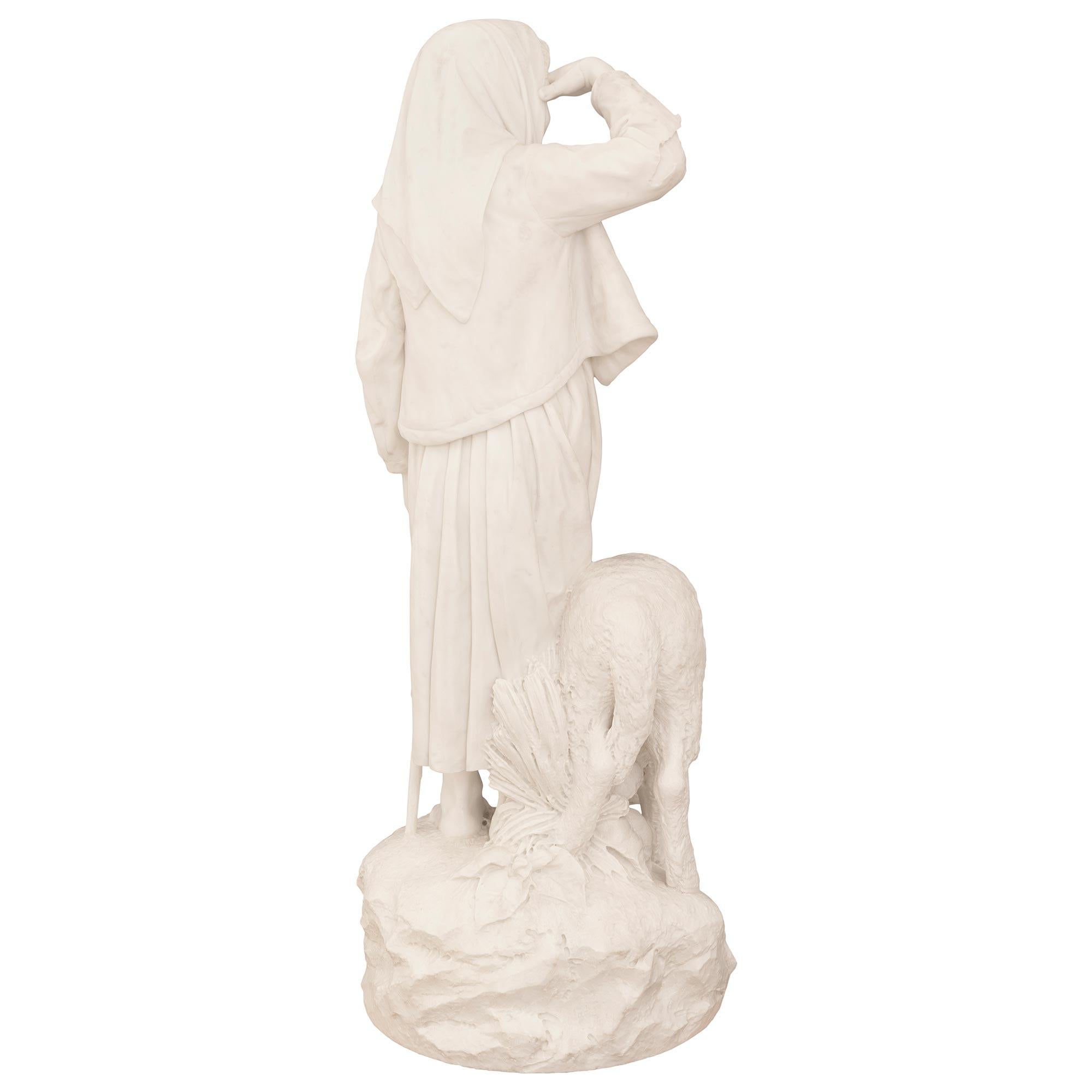 Italian 19th Century White Carrara Marble Statue For Sale 7