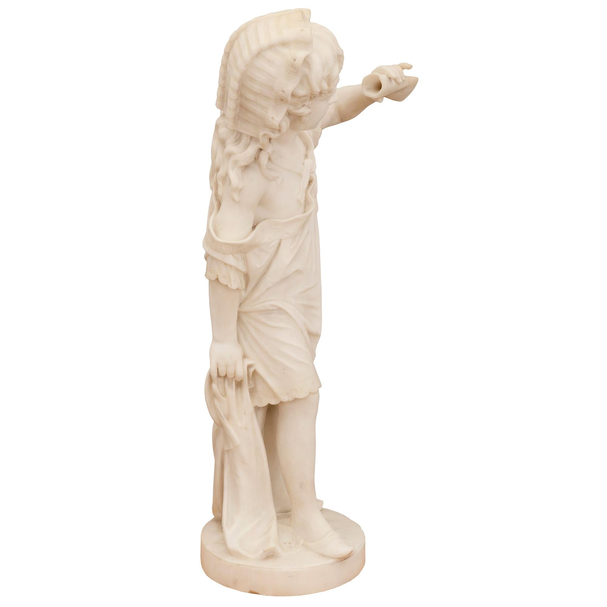 Italian 19th Century White Carrara Marble Statue In Good Condition For Sale In West Palm Beach, FL