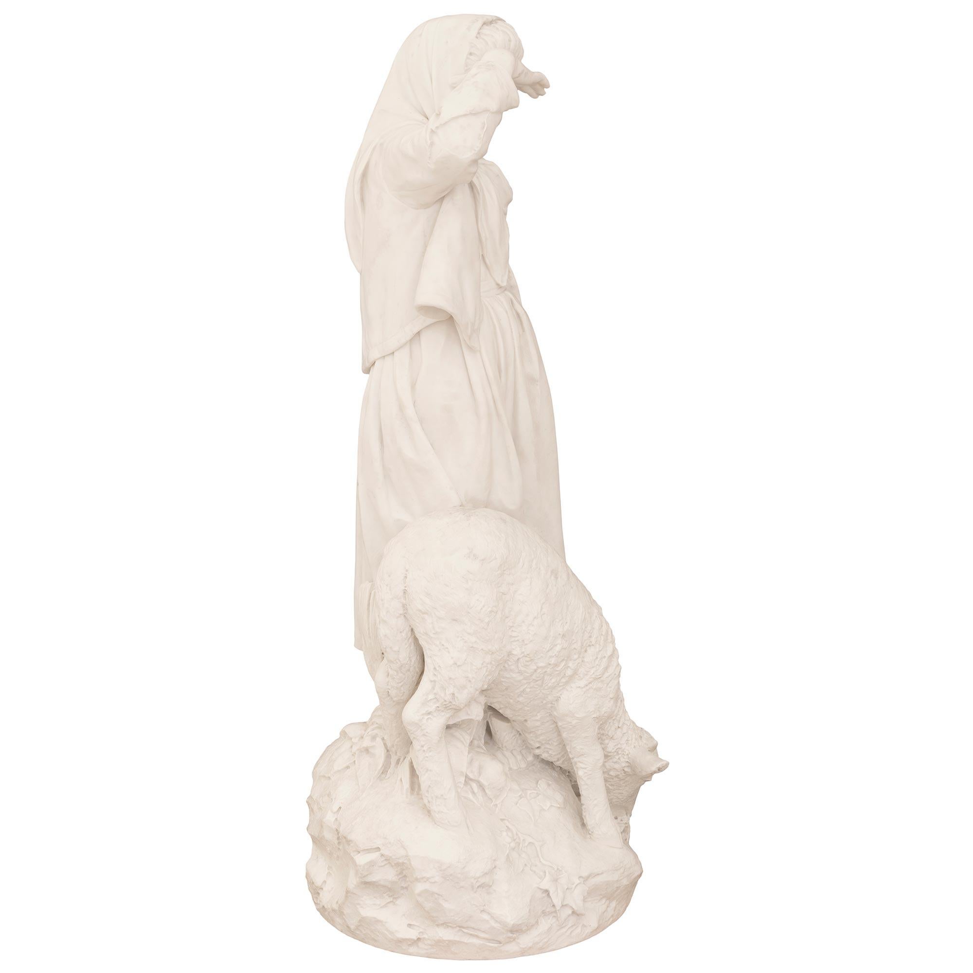 Italienische Statue aus weißem Carrara-Marmor des 19. Jahrhunderts im Zustand „Gut“ im Angebot in West Palm Beach, FL