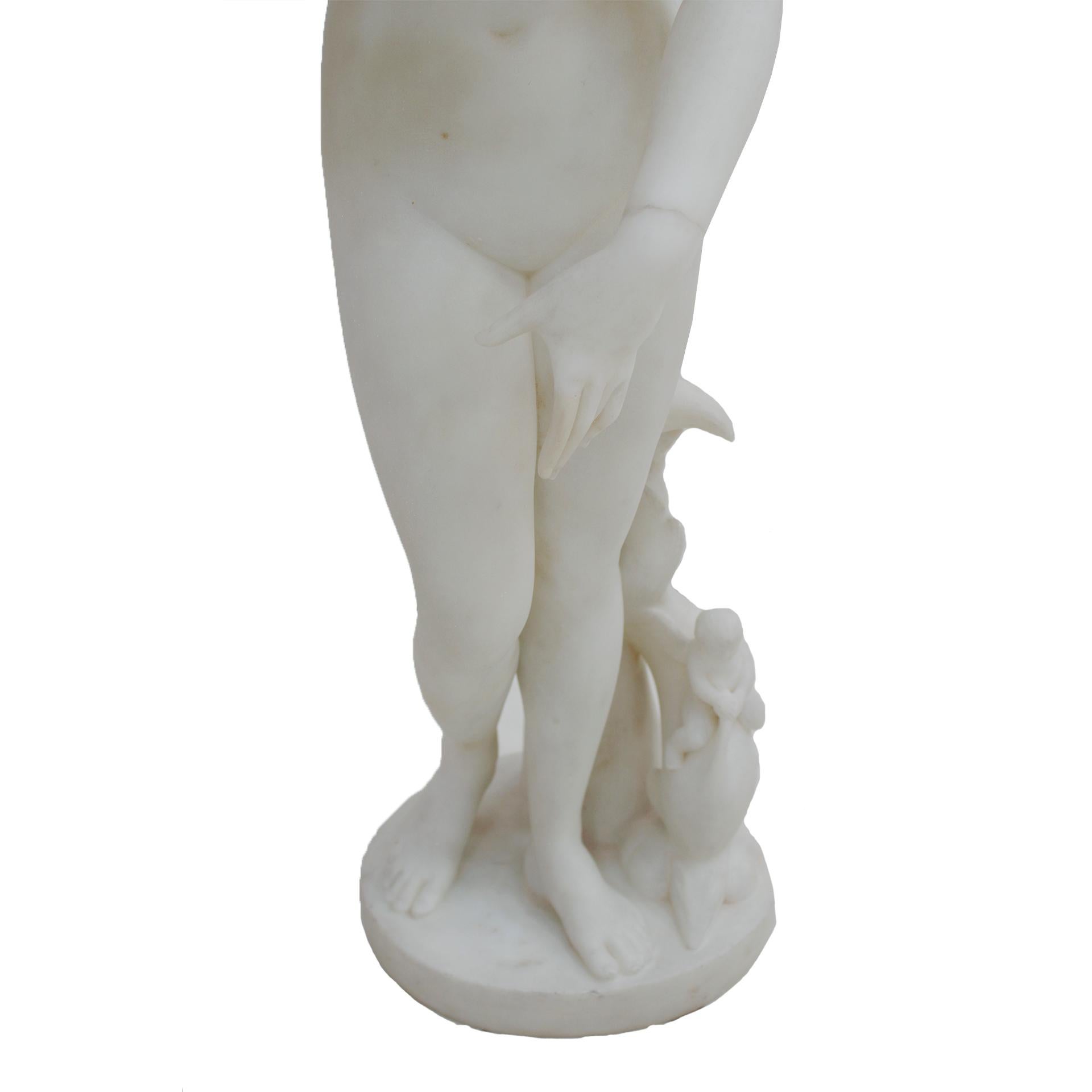 Italian 19th Century White Carrara Marble Statue In Good Condition For Sale In Ibiza, Spain