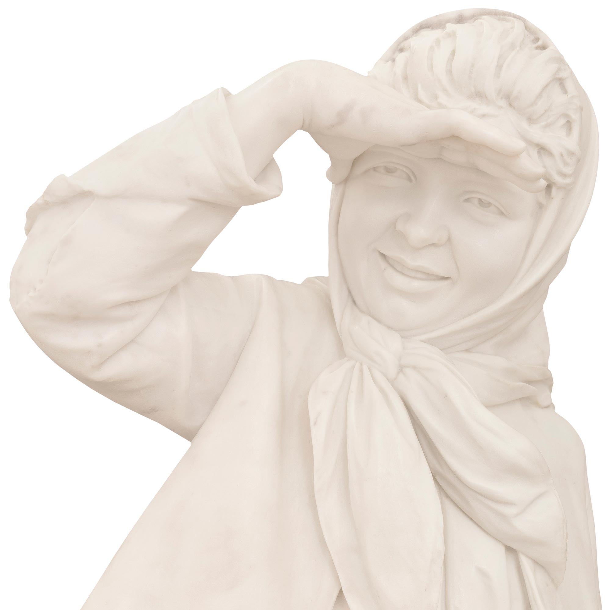 Italian 19th Century White Carrara Marble Statue For Sale 1