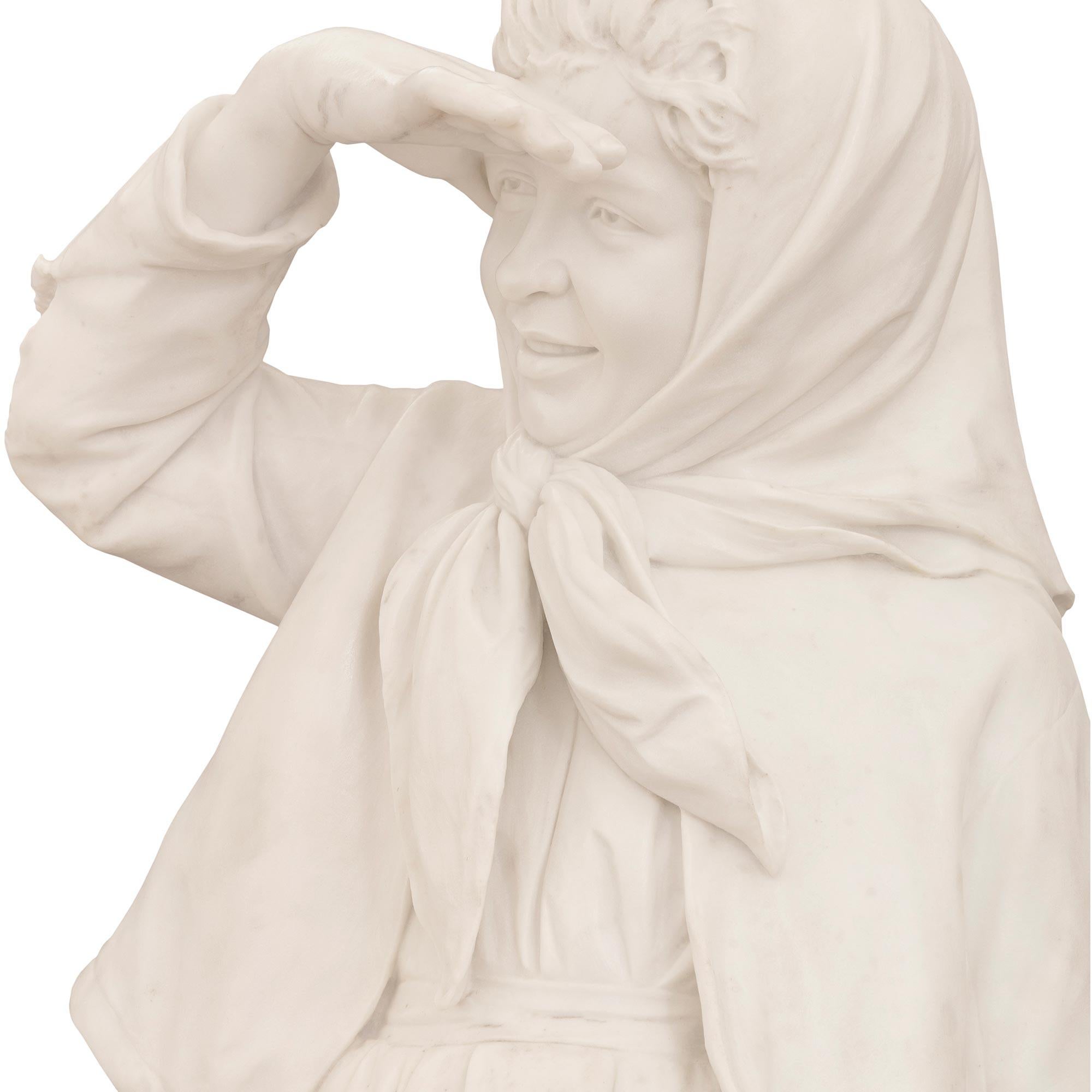 Italienische Statue aus weißem Carrara-Marmor des 19. Jahrhunderts im Angebot 2