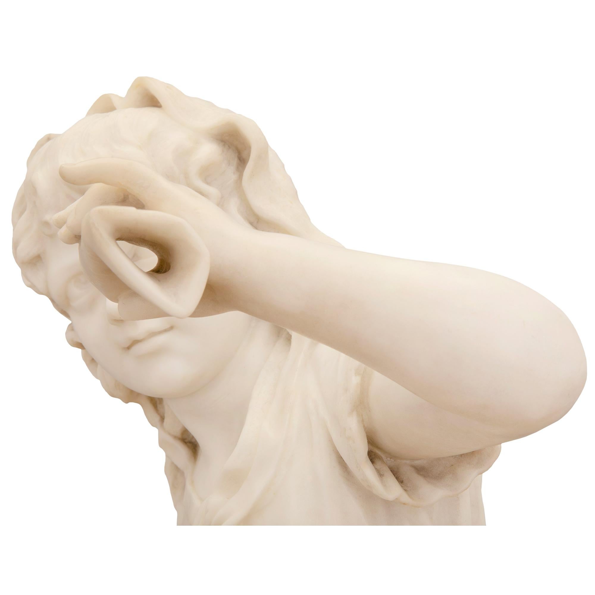 Statue italienne du 19ème siècle en marbre blanc de Carrare en vente 2