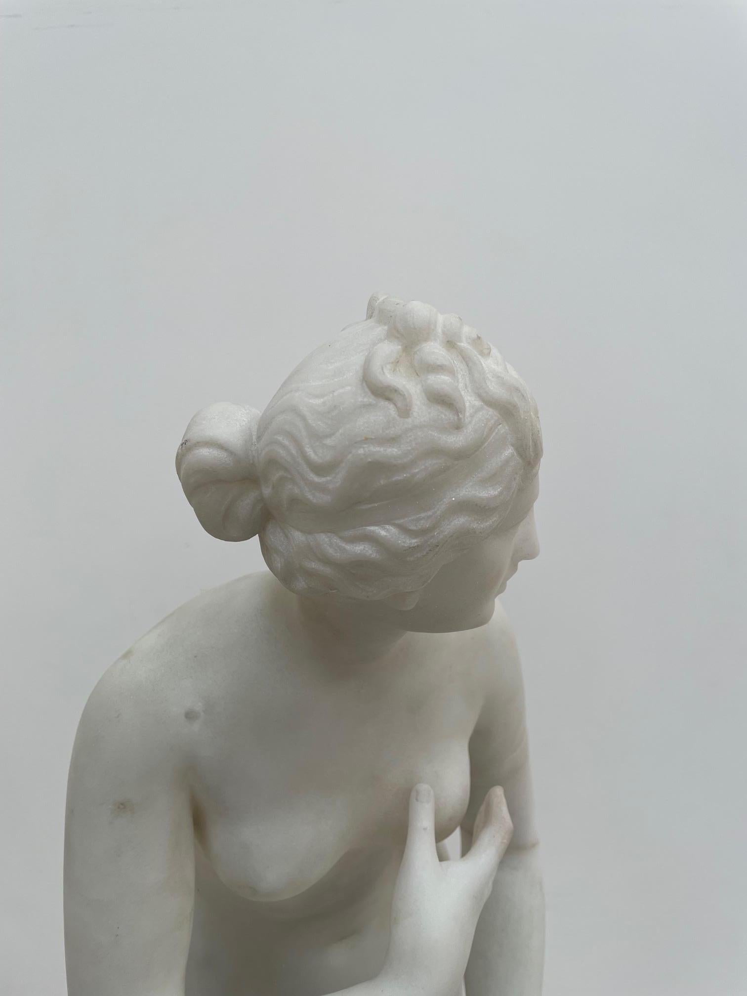 Italian Sculpture Statue From 19th Century in White Carrara Marble For Sale 5