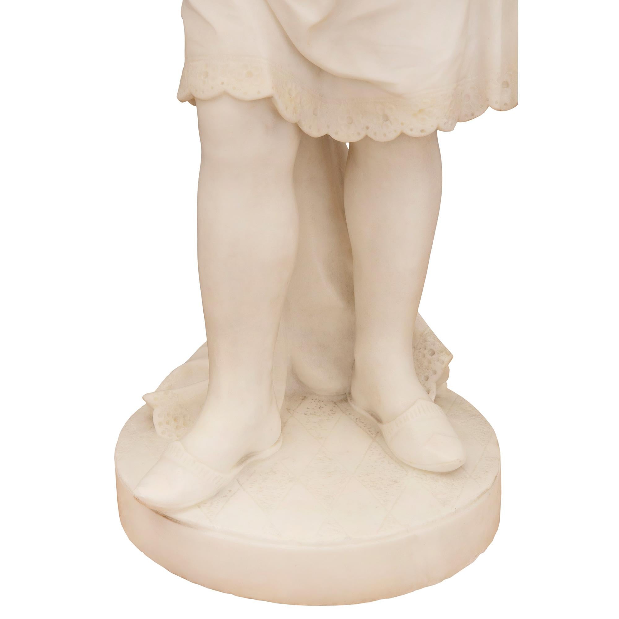 Statue italienne du 19ème siècle en marbre blanc de Carrare en vente 4