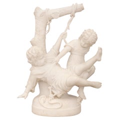 Italienische Statue aus weißem Carrara-Marmor aus dem 19. Jahrhundert