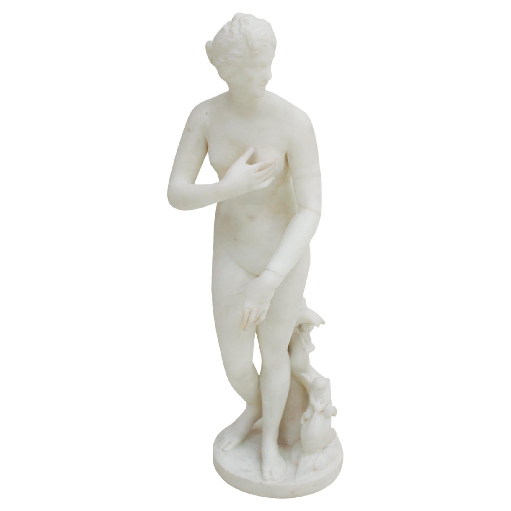 Italienische Statue aus weißem Carrara-Marmor des 19. Jahrhunderts