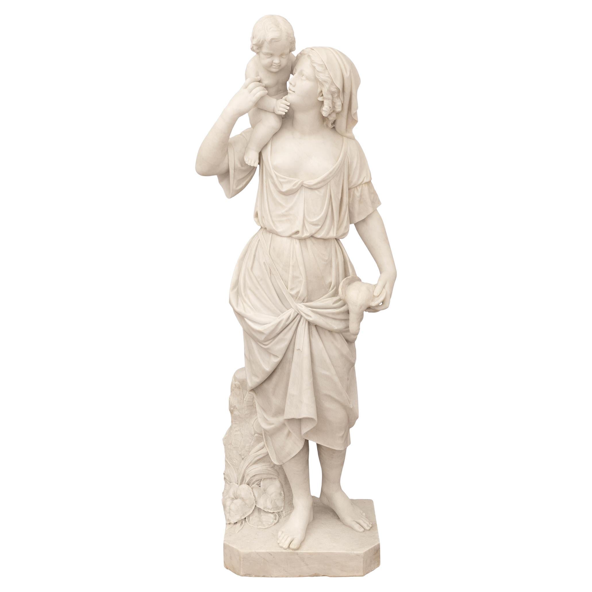Estatua italiana de mármol blanco de Carrara del siglo XIX