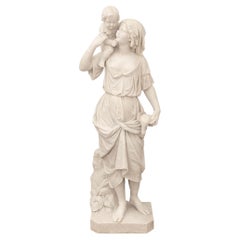 Italian 19th century white Carrara marble statue