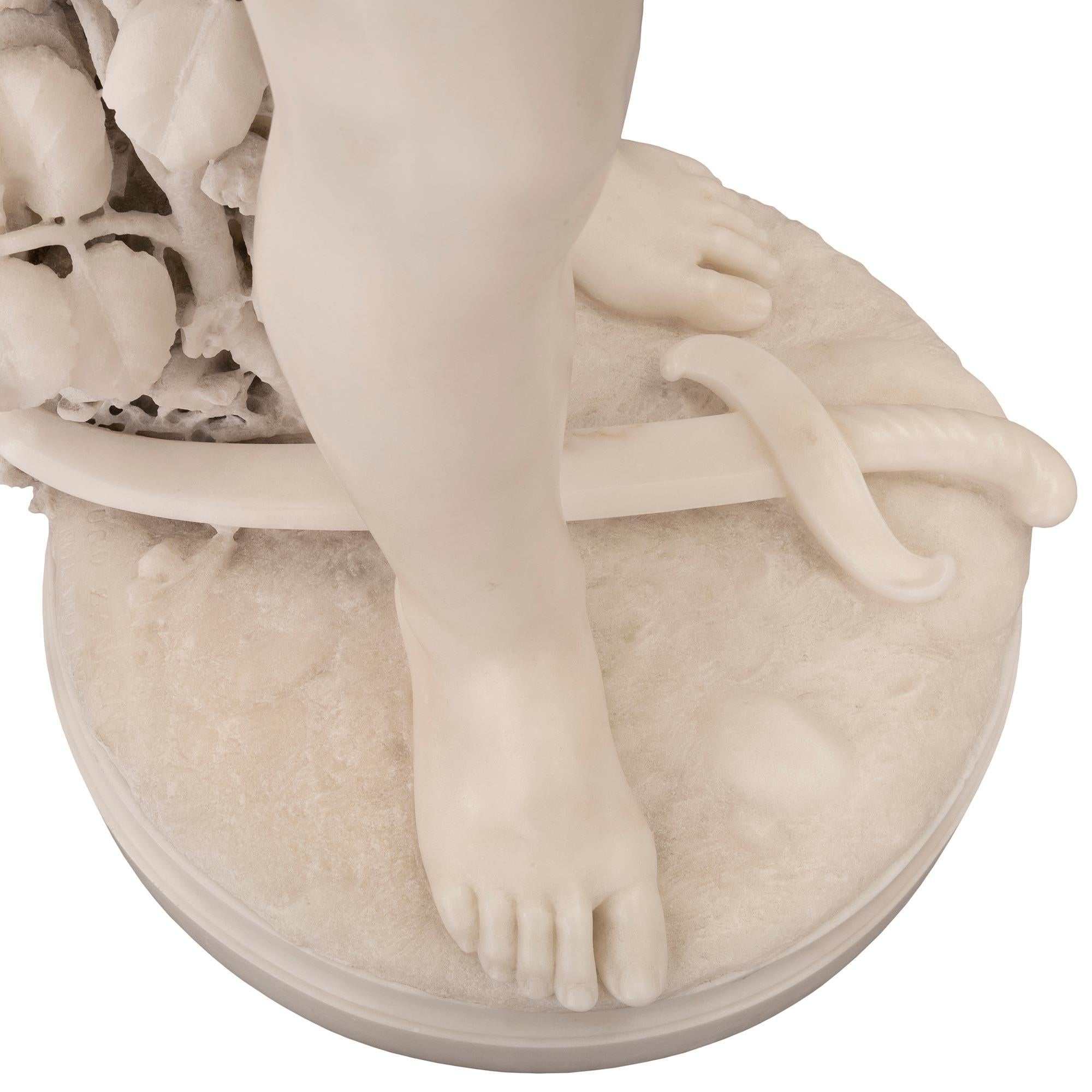 Italian 19th Century White Carrara Marble Statue of a Boy Signed Ugo Zannoni For Sale 4