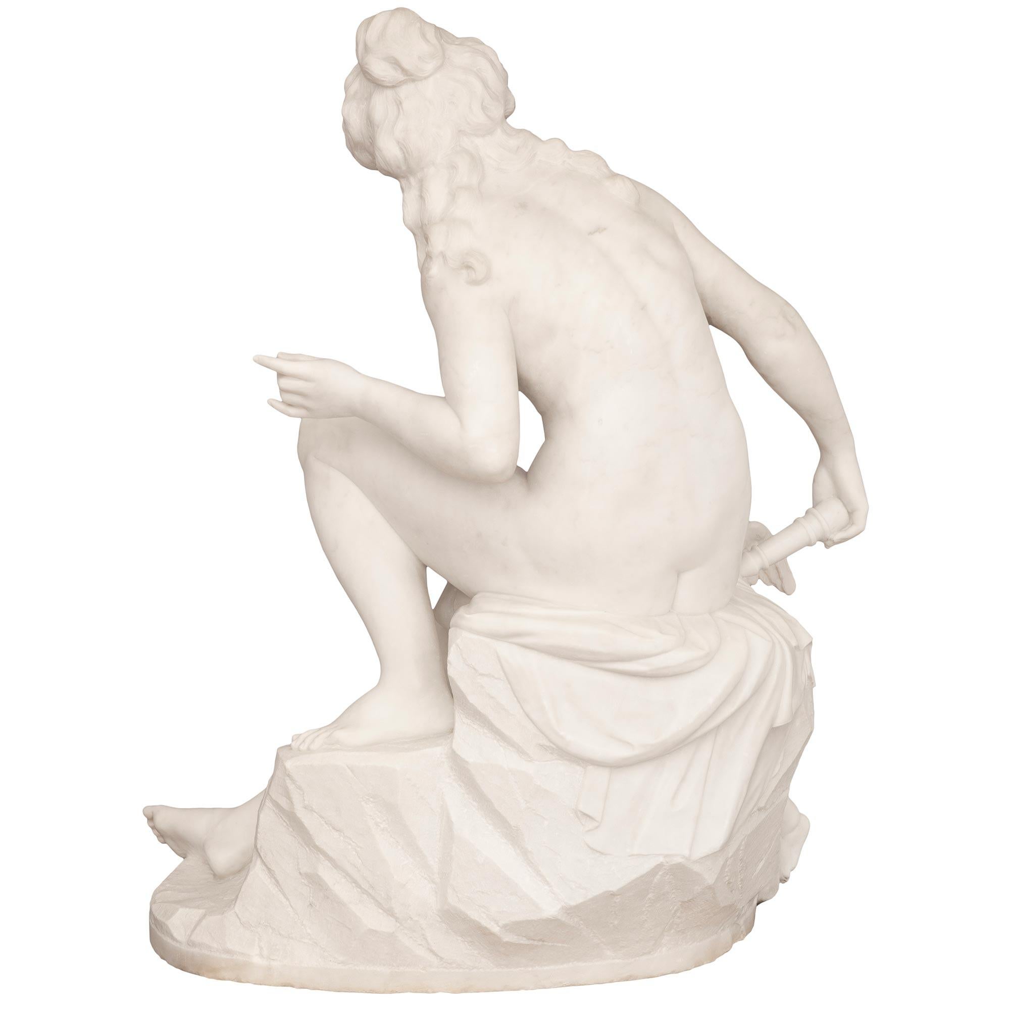 Italian 19th Century White Carrara Marble Statue of a Venus and Cupid For Sale 6