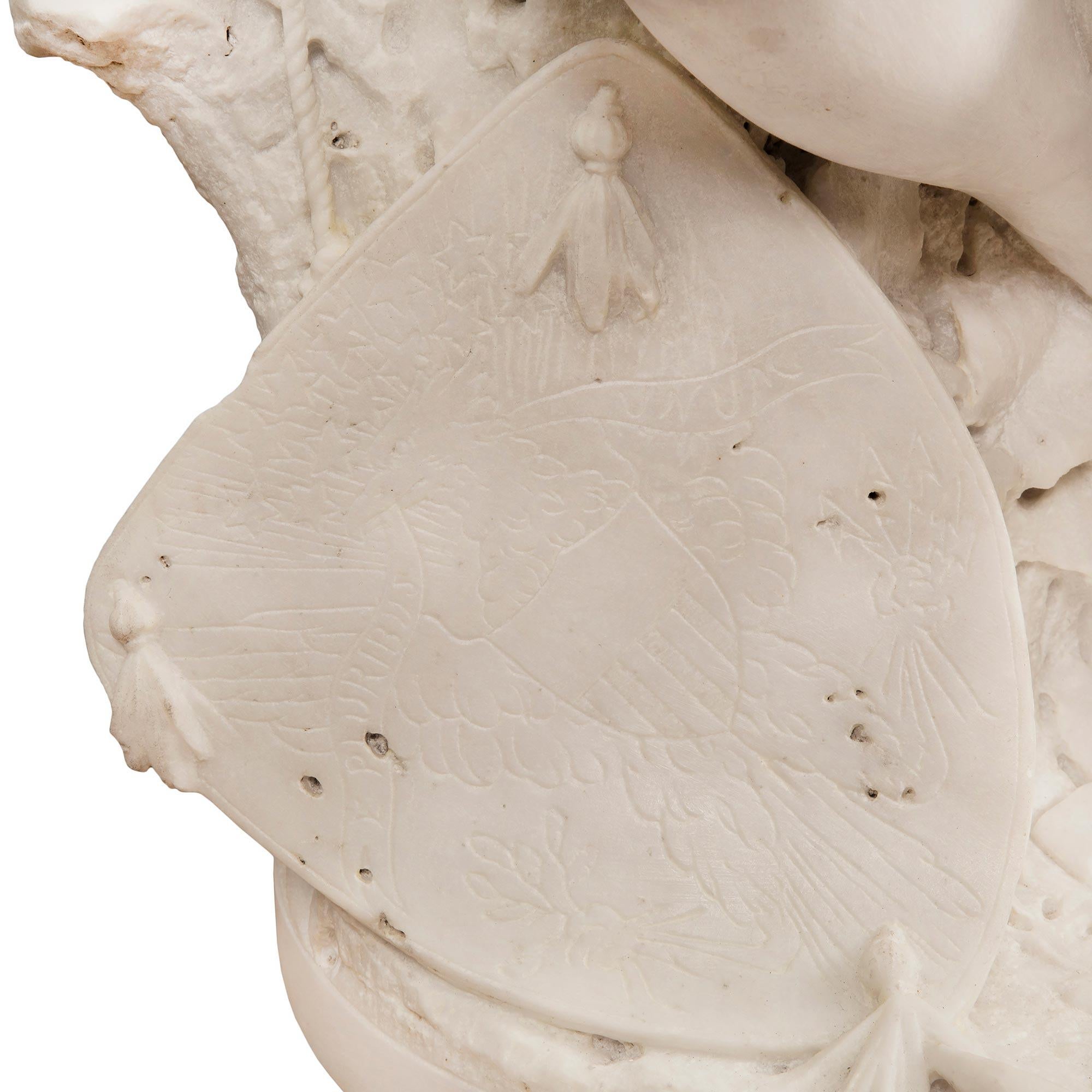 Italian 19th Century White Carrara Marble Statue of a Young Benjamin Franklin 7