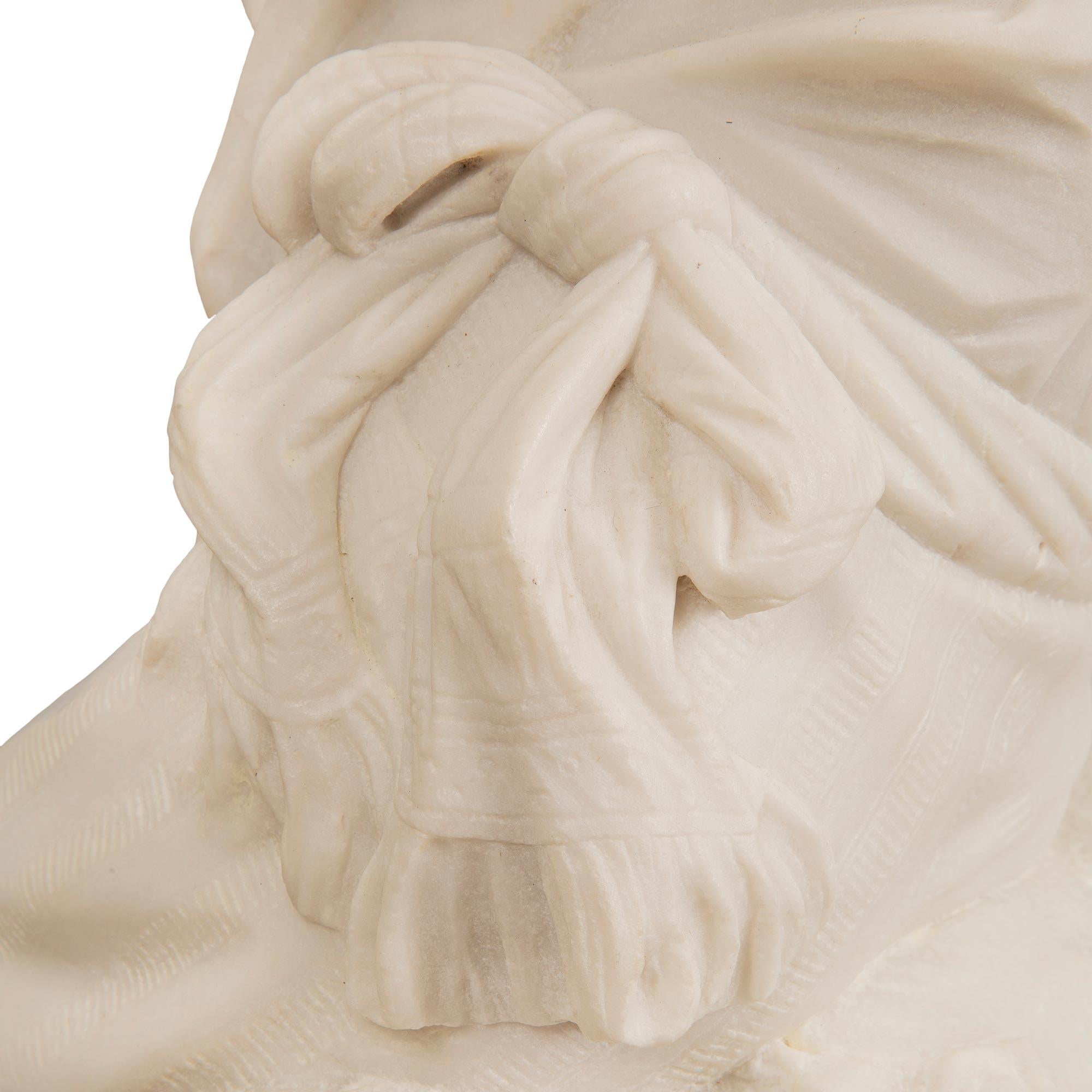 Italian 19th Century White Carrara Marble Statue of a Young Benjamin Franklin 5