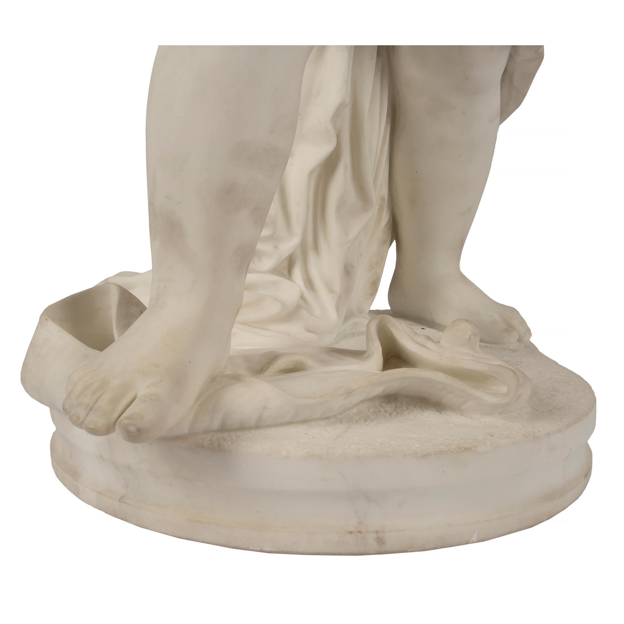 Italian 19th Century White Carrara Marble Statue of a Young Boy For Sale 6