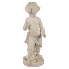 Italian 19th Century White Carrara Marble Statue of a Young Boy